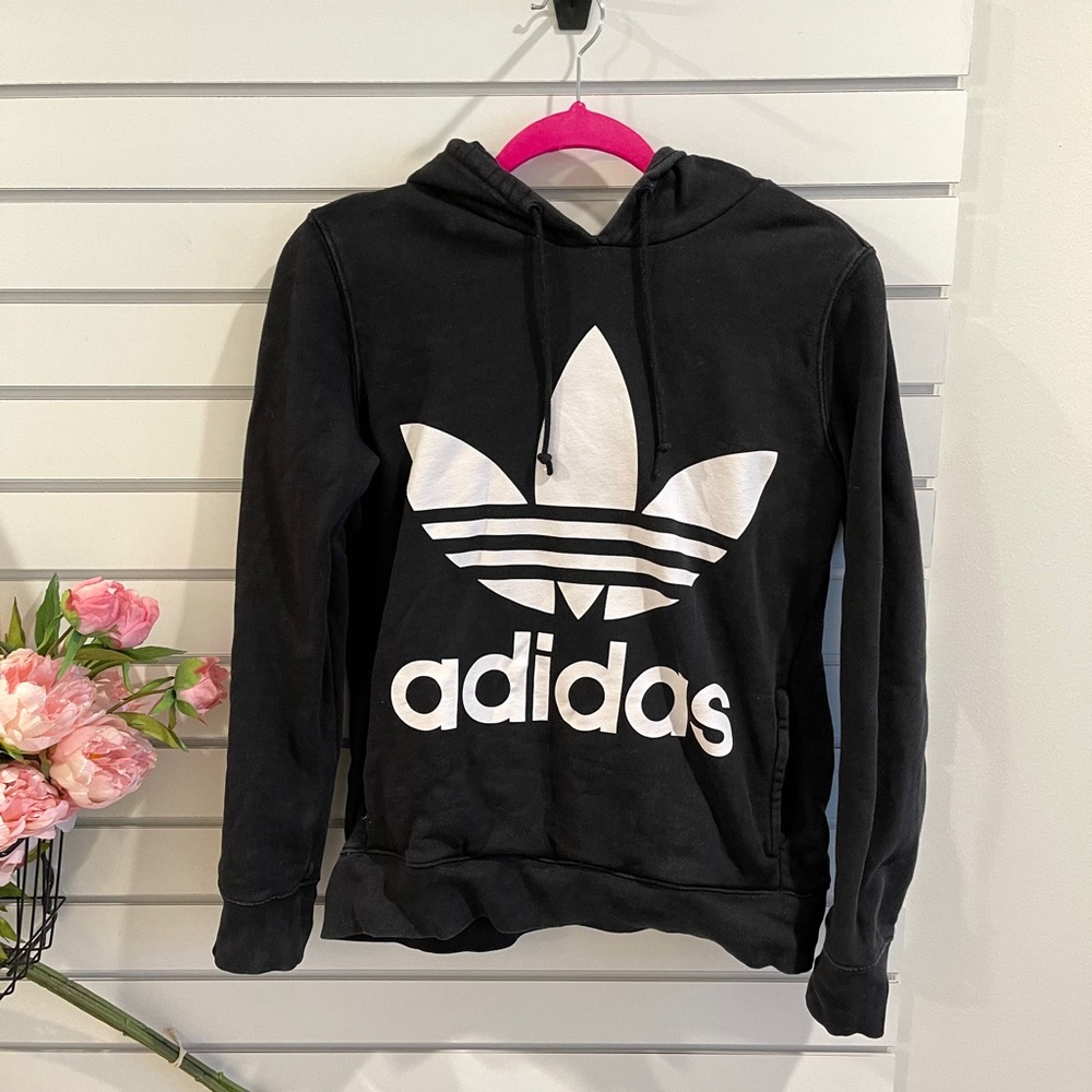 Adidas Black sweatshirt athleisure loungewear - Picture 1 of 9